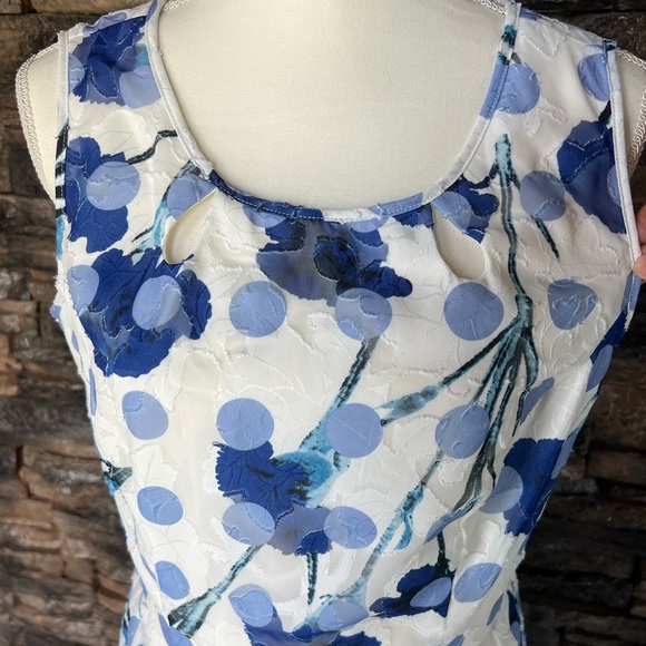 Gabby Skye Blue and White Sleeveless Midi Dress - Picture 3 of 13